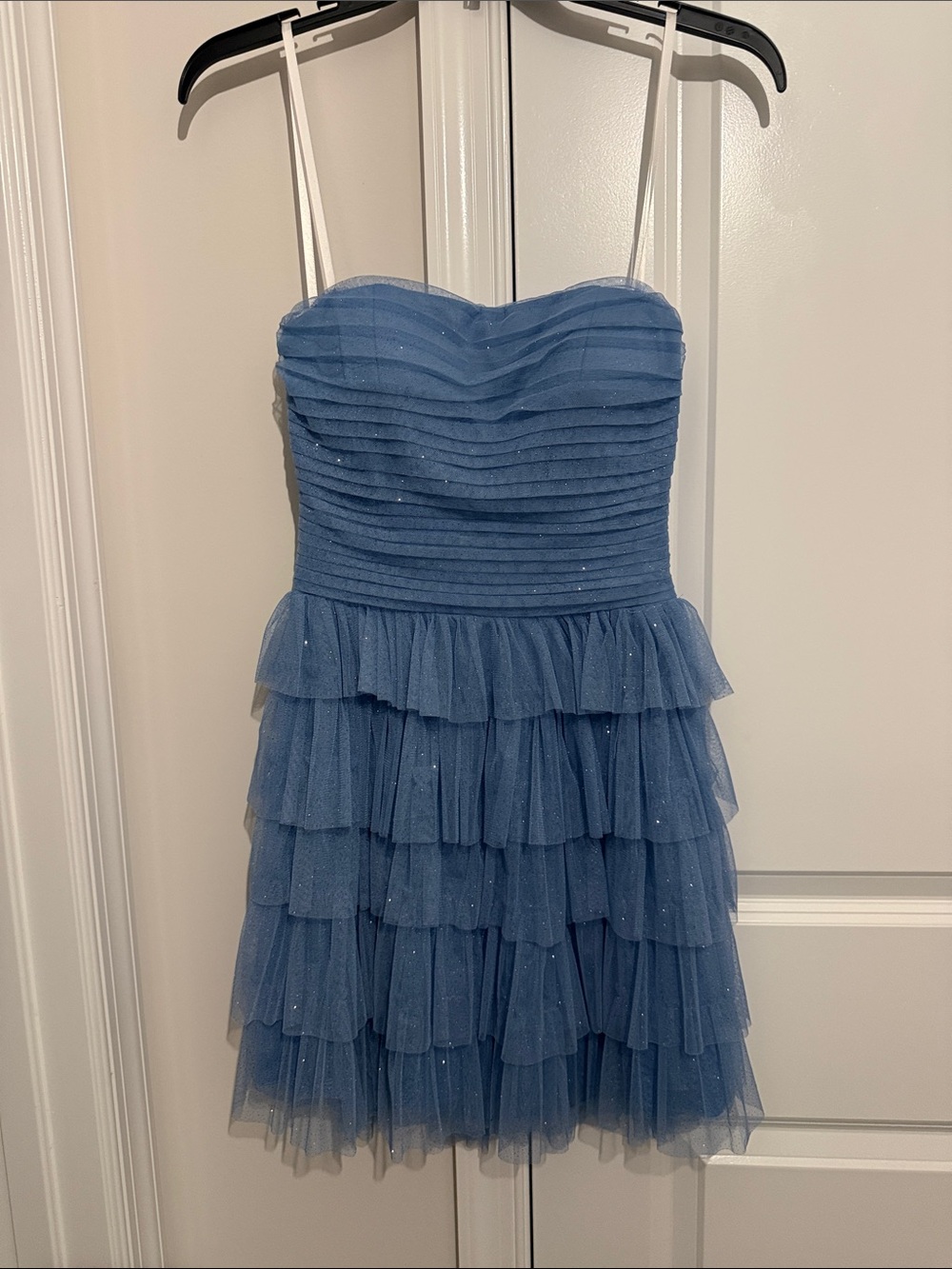 Blue Tiered Tulle Party Dress for Juniors